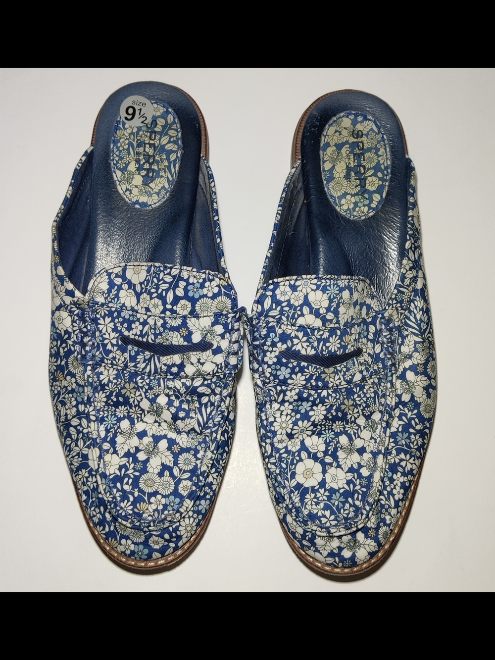 Sperry Flats Womens 9.5 Seaport Fina Floral Blue Penny Loafer Mules Slides